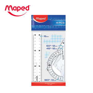 【法國Maped】學用透明幾何製圖尺4件組 【法國Maped】學用透明幾何製圖尺4件組