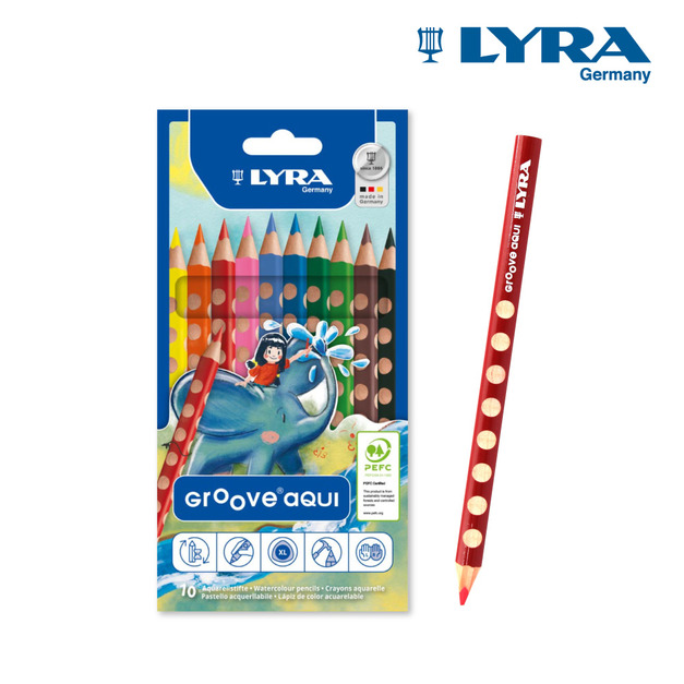 【德國LYRA】Groove三角洞洞水溶性色鉛筆(10色)