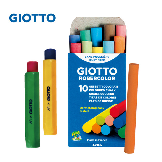 【義大利 GIOTTO】無毒環保粉筆10色+粉筆套(2入)