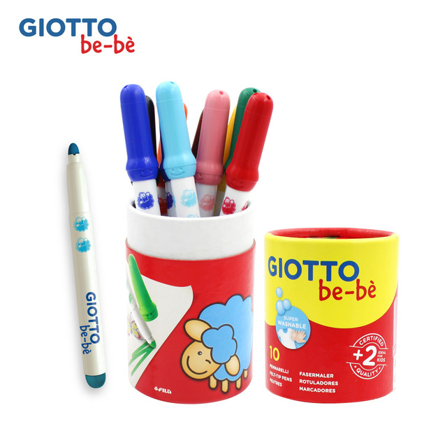 【義大利 GIOTTO】可洗式寶寶彩色筆10色(筆筒裝)