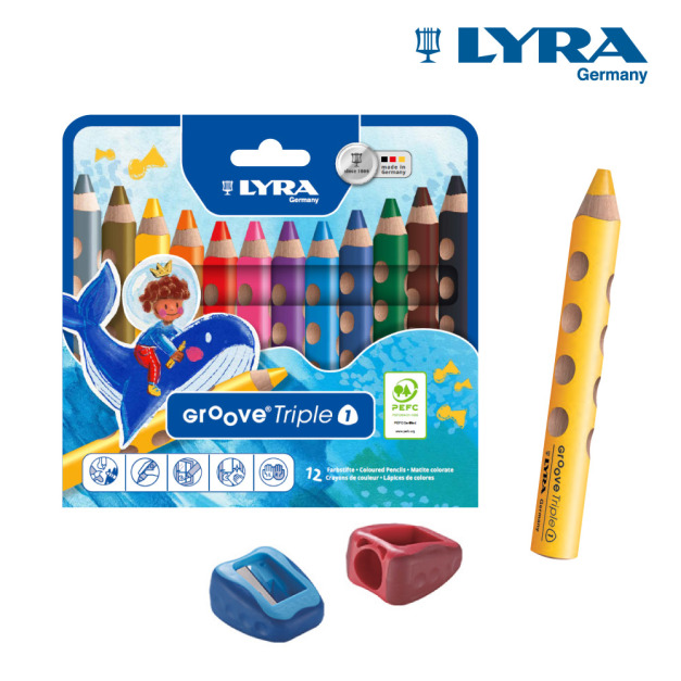 【德國LYRA】GROOVE(3合1)胖胖三角洞洞蠟筆(12色+筆削) 【德國LYRA】GROOVE(3合1)胖胖三角洞洞蠟筆(12色+筆削)