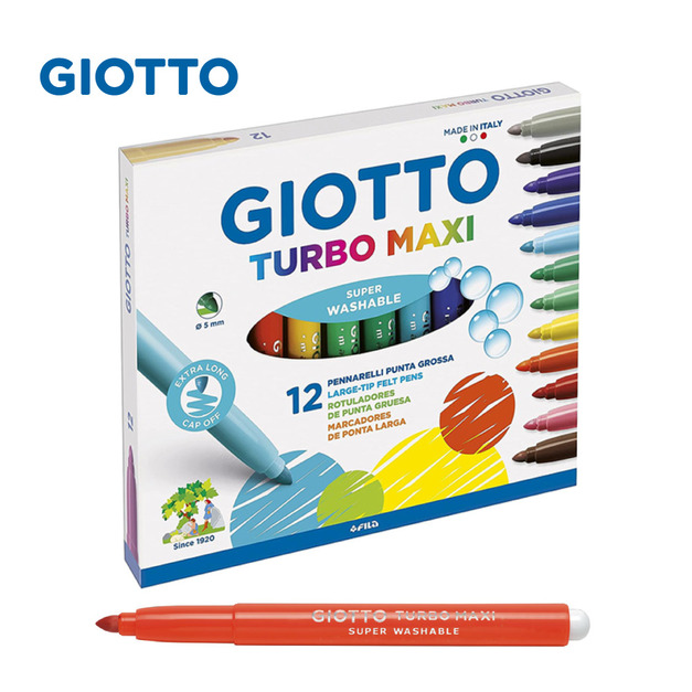 【義大利 GIOTTO】可洗式兒童安全彩色筆(12色)