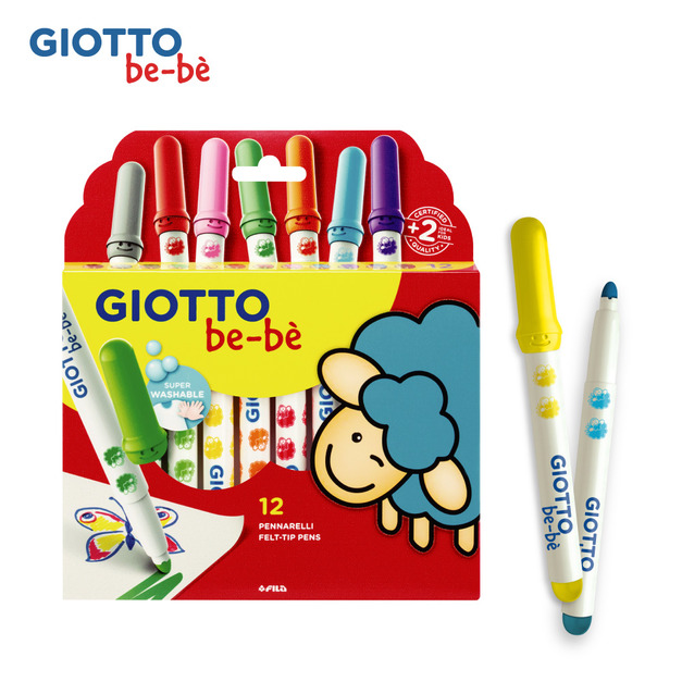 【義大利 GIOTTO】可洗式寶寶彩色筆(12色)