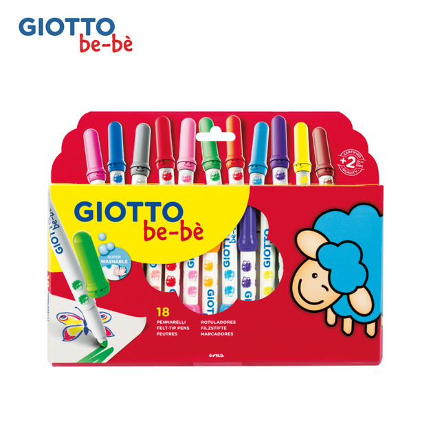 【義大利 GIOTTO】可洗式寶寶彩色筆(18色)
