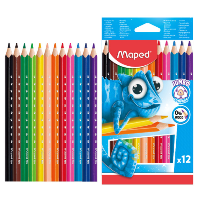 【法國Maped】無木粗桿三角色鉛筆12色