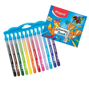 【法國Maped】連蓋式長效型彩色筆12色+塗鴉著色本 【法國Maped】連蓋式長效型彩色筆12色+塗鴉著色本