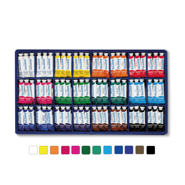 【義大利 GIOTTO】高品質不透明水彩7.5ml(144管)附分色整理盤 【義大利 GIOTTO】高品質不透明水彩7.5ml(144管)附分色整理盤