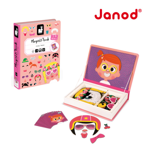 ★福利品【法國Janod】磁鐵遊戲書-俏皮的臉 ★福利品【法國Janod】磁鐵遊戲書-俏皮的臉