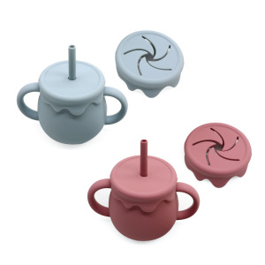 【童趣嚴選】二合一寶寶矽膠練習杯(兩色可選) 【童趣嚴選】二合一寶寶矽膠練習杯(兩色可選)