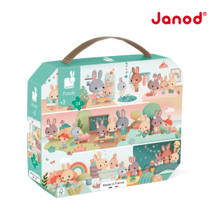 ★福利品【法國Janod】厚片拼圖-小兔子的一天 24pcs ★福利品【法國Janod】厚片拼圖-小兔子的一天 24pcs