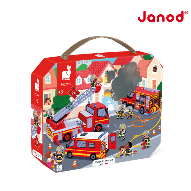 ✖︎童趣Outlet【法國Janod】厚片拼圖- 救火時間 24pcs ✖︎童趣Outlet【法國Janod】厚片拼圖- 救火時間 24pcs
