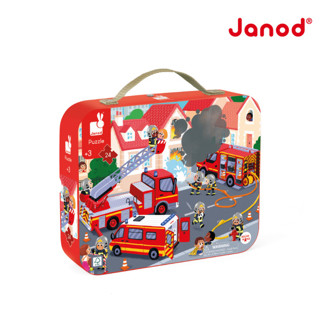 2026QQmei【法國Janod】厚片拼圖-救火時間 24片 2026QQmei【法國Janod】厚片拼圖-救火時間 24片