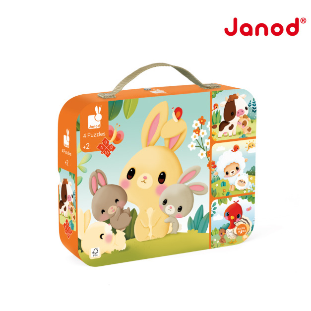2026QQmei【法國Janod】4合1拼圖-動物寶寶 2026QQmei【法國Janod】4合1拼圖-動物寶寶