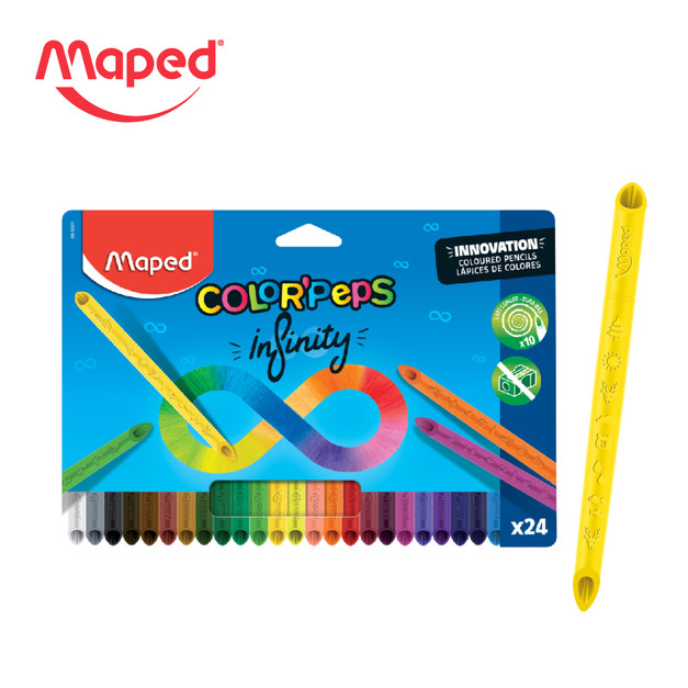 【法國Maped】不沾手免削色鉛筆24色