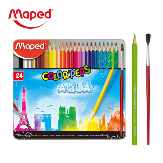 【法國Maped】學用水彩色鉛筆(24色鐵盒) 【法國Maped】學用水彩色鉛筆(24色鐵盒)