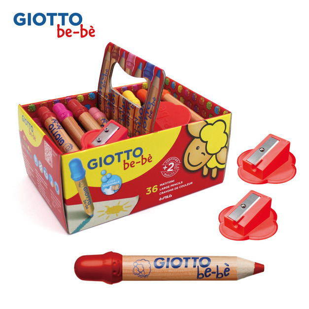 【義大利 GIOTTO】可洗式寶寶木質蠟筆手提組(36入)A款