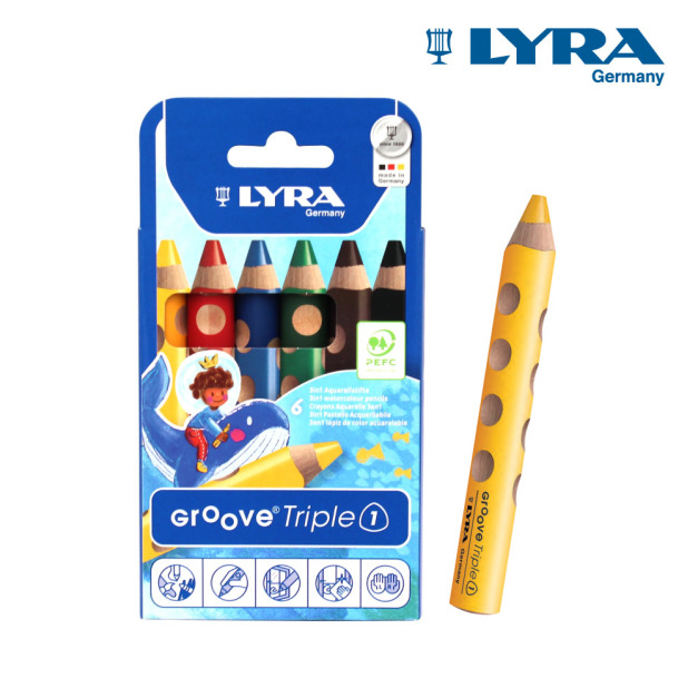 【德國LYRA】GROOVE(3合1)胖胖三角洞洞蠟筆(6色) 【德國LYRA】GROOVE(3合1)胖胖三角洞洞蠟筆(6色)