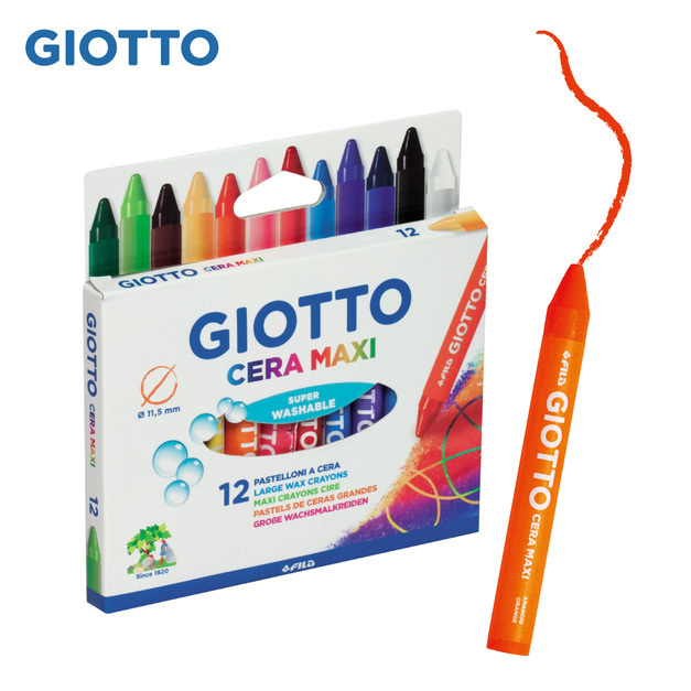 【義大利 GIOTTO】好清洗兒童專用蠟筆(12色)