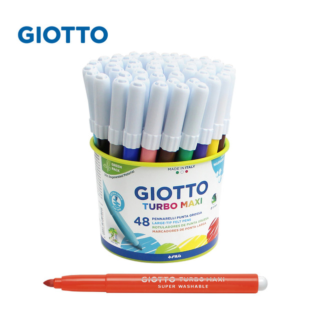 【義大利 GIOTTO】可洗式兒童安全彩色筆(校園12色48支裝)