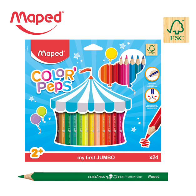 ★福利品【法國Maped】幼兒大三角色鉛筆24色(盒損) ★福利品【法國Maped】幼兒大三角色鉛筆24色(盒損)
