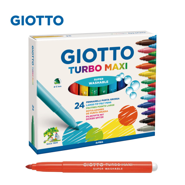 ★福利品【義大利 GIOTTO】可洗式兒童安全彩色筆(24色)(盒損) ★福利品【義大利 GIOTTO】可洗式兒童安全彩色筆(24色)(盒損)