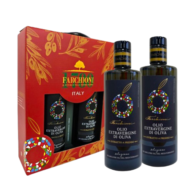 中秋獻禮🎁法奇歐尼【地中海特選】特級冷壓初榨橄欖油500ml 禮盒組 (2入/手提禮盒)