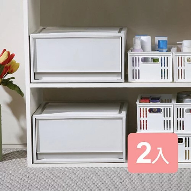 《真心良品》丹波單抽式整理箱20L-2入(米白) 《真心良品》丹波單抽式整理箱20L-2入(米白)