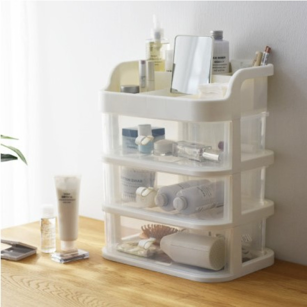 【+O家窩】悠柔掀鏡化妝品分格收納盒-3抽 【+O家窩】悠柔掀鏡化妝品分格收納盒-3抽