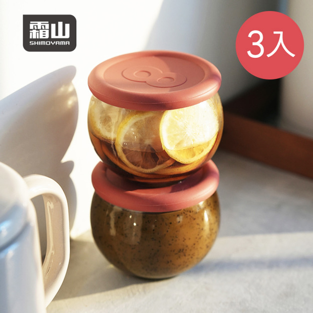 【日本霜山】圓形玻璃儲物罐/保鮮盒(附蓋)-400ml-3入-多色可選 【日本霜山】圓形玻璃儲物罐/保鮮盒(附蓋)-400ml-3入-多色可選