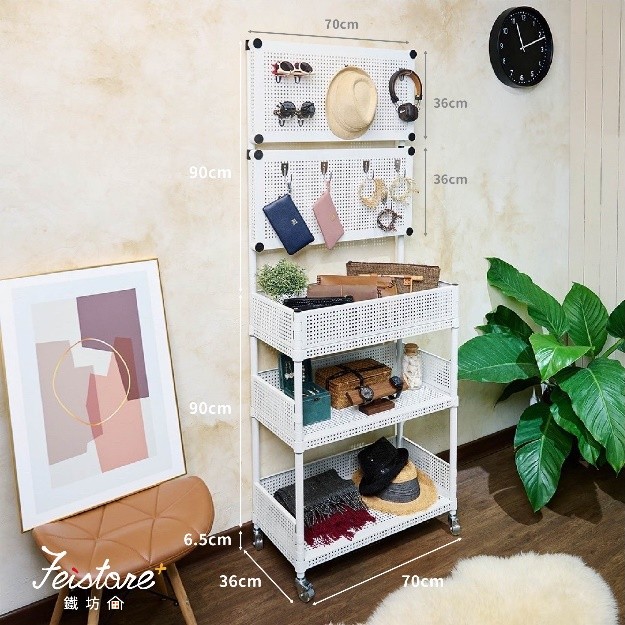 背掛三層開方式層架收納架(含輪)