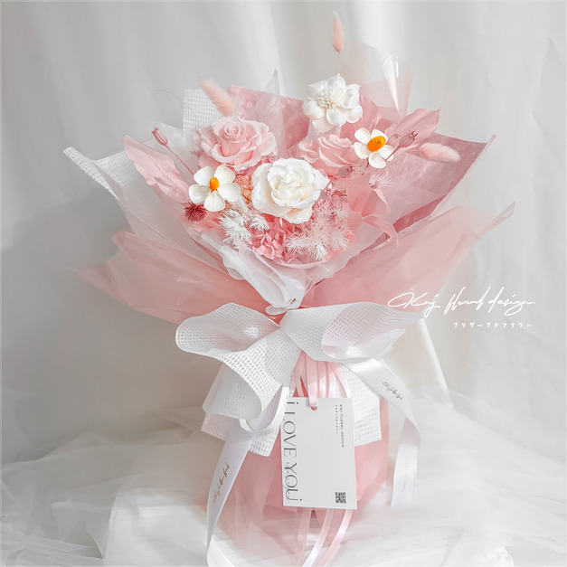 粉紅緋戀・三朵永生玫瑰花束 +NT2,180