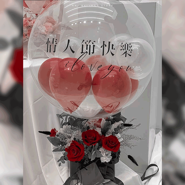 情人首選-永生玫瑰飛天鈔票熱氣球 情人首選-永生玫瑰飛天鈔票熱氣球