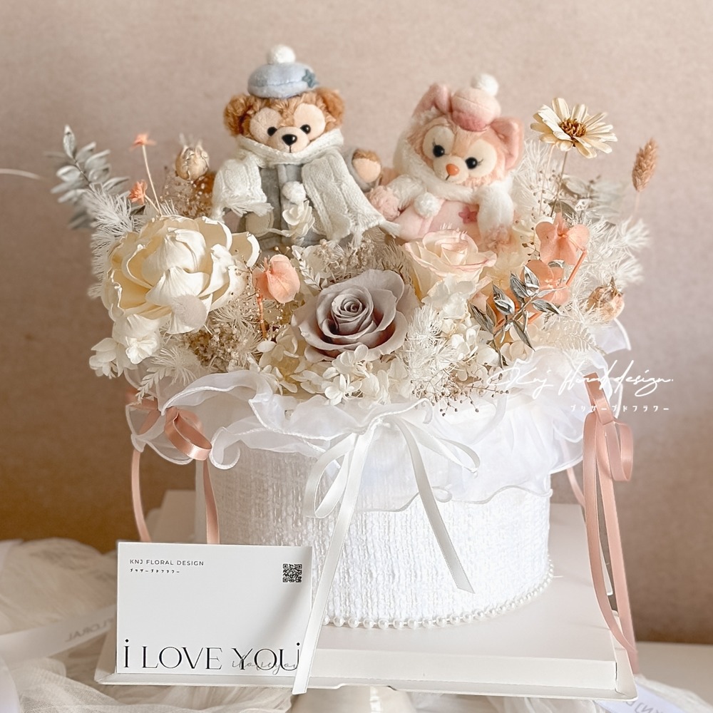 達菲熊家族永生花禮-L號 達菲熊家族永生花禮-L號