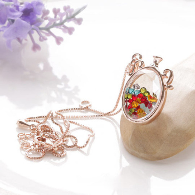 頂級奧地利水晶幸福漂流瓶鎖骨鍊-兩色 頂級奧地利水晶幸福漂流瓶鎖骨鍊-兩色