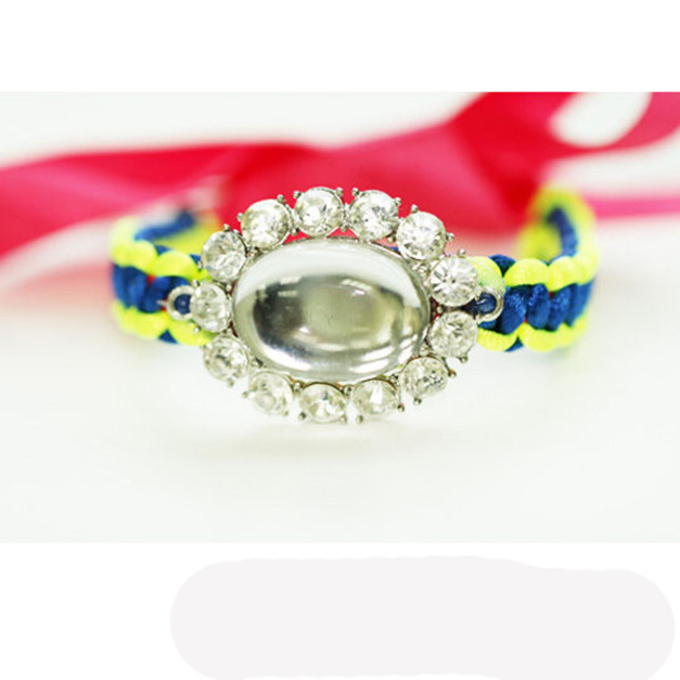 韓系時尚甜甜圈螢光跳色鑲鑽編織手環 韓系時尚甜甜圈螢光跳色鑲鑽編織手環