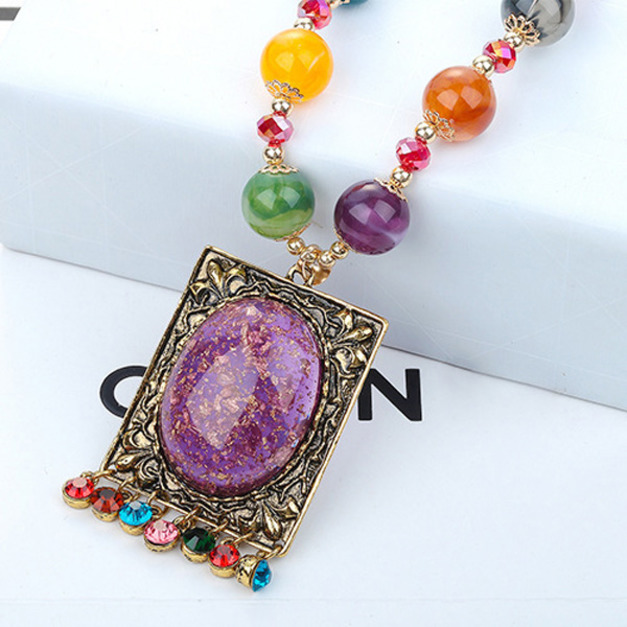 華麗波希米亞貴族超吸睛長項鍊-方形流蘇墜 live 華麗波希米亞貴族超吸睛長項鍊-方形流蘇墜 live