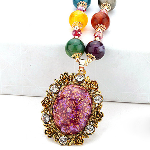 華麗波希米亞貴族超吸睛長項鍊-橢圓寶石墜 live 華麗波希米亞貴族超吸睛長項鍊-橢圓寶石墜 live