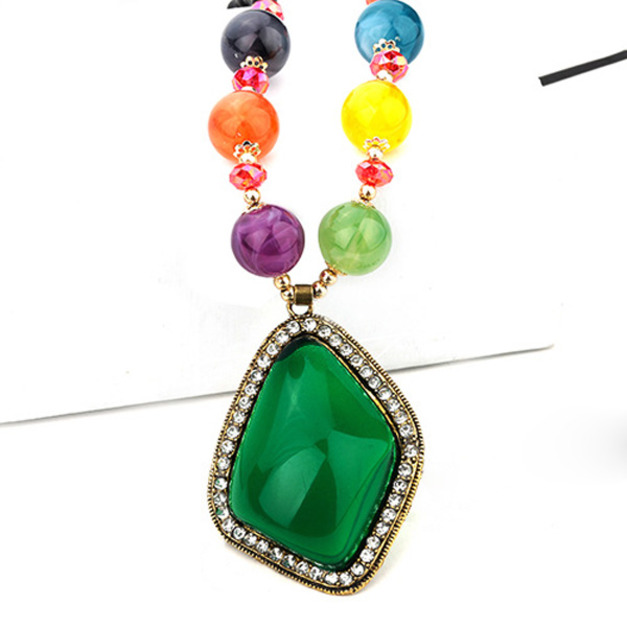 華麗波希米亞貴族超吸睛長項鍊-綠色寶石墬 live 華麗波希米亞貴族超吸睛長項鍊-綠色寶石墬 live