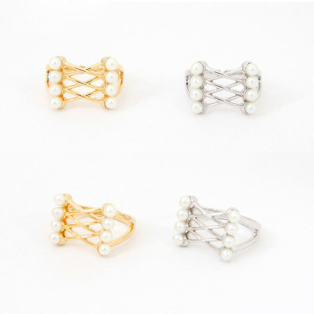 典雅貴氣交叉珍珠戒指 3款 2色 典雅貴氣交叉珍珠戒指 3款 2色