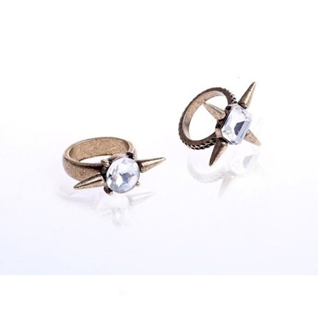 復古龐克風鉚釘鑲鑽戒指 2款 復古龐克風鉚釘鑲鑽戒指 2款