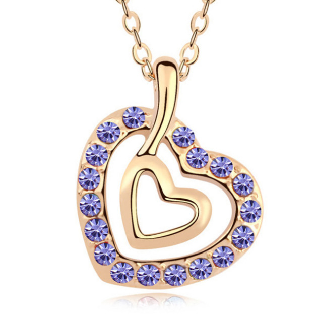 甜美雙心相伴藕紫鑽鎖骨鍊 甜美雙心相伴藕紫鑽鎖骨鍊