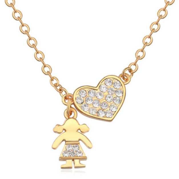 俏皮女孩愛戀香檳金鎖骨鍊