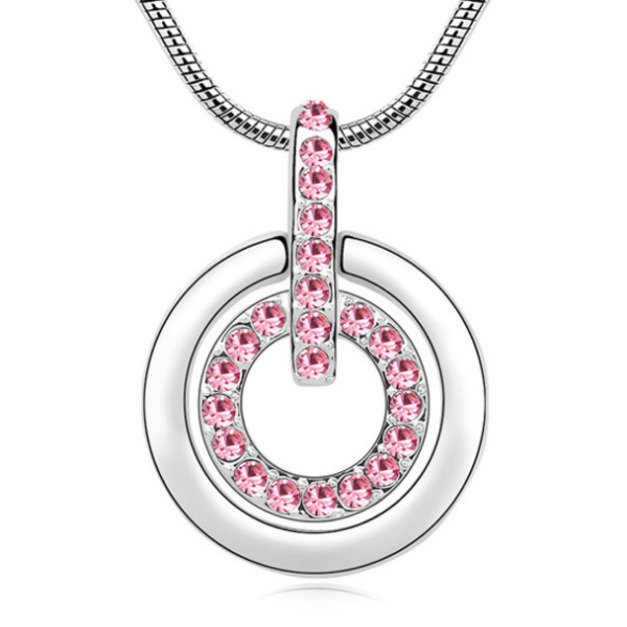 圈住愛的足跡玫紅鑽鎖骨鍊