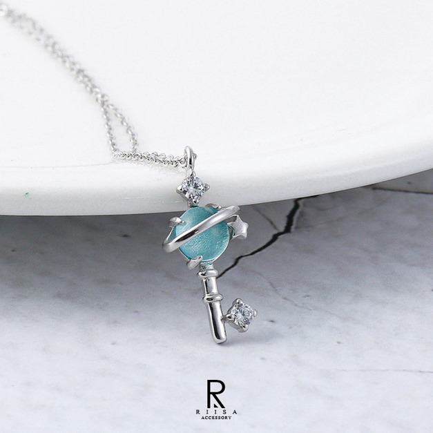 藍色希望星球宇宙之鑰純銀項鍊 藍色希望星球宇宙之鑰純銀項鍊