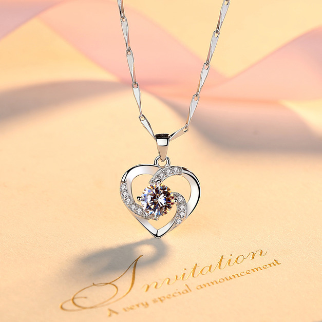 頂級S999純銀心心相印鎖骨項鍊 頂級S999純銀心心相印鎖骨項鍊