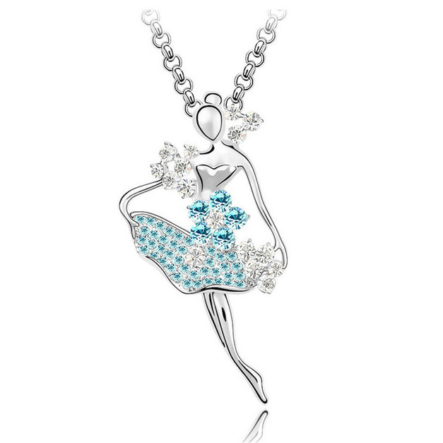 優雅風情閃亮水晶芭蕾女孩項鍊-四色 優雅風情閃亮水晶芭蕾女孩項鍊-四色
