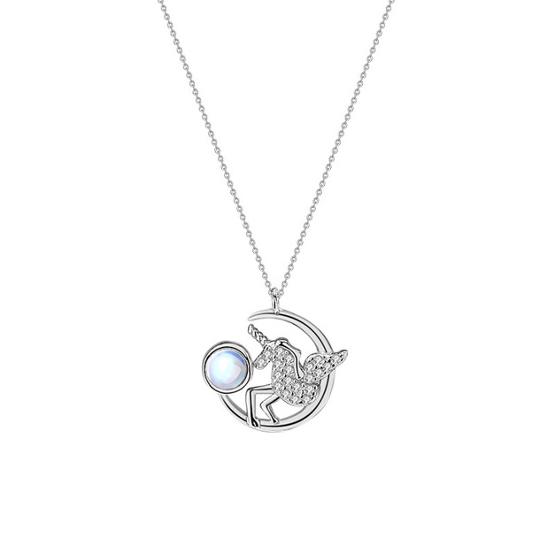 925純銀弦月獨角獸白金項鍊 925純銀弦月獨角獸白金項鍊