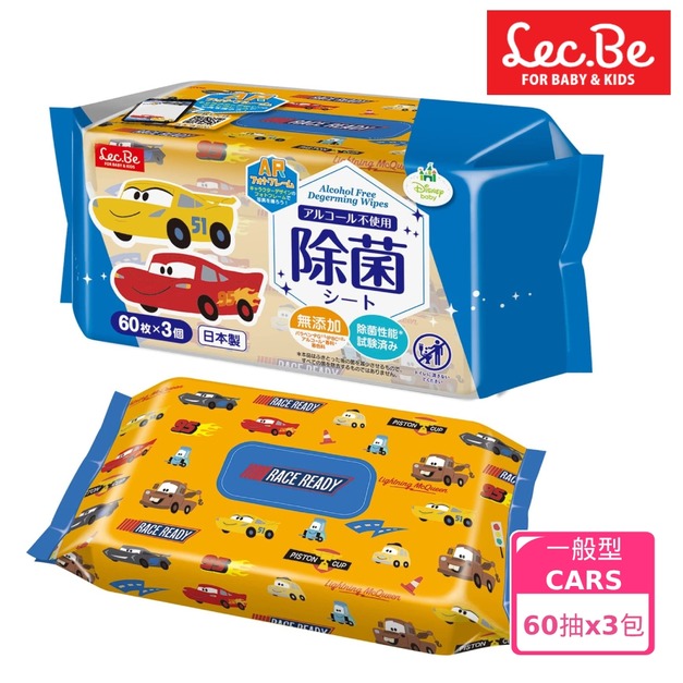 日本LEC迪士尼抗菌濕紙巾-CARS-60抽x3包入