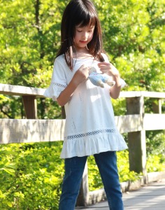 典雅簍空蕾絲剪接波浪長上衣(銀蔥點綴布)-童 典雅簍空蕾絲剪接波浪長上衣(銀蔥點綴布)-童