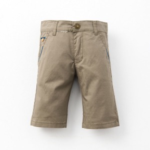 素色緹花棉質短褲-軍綠 素色緹花棉質短褲-軍綠